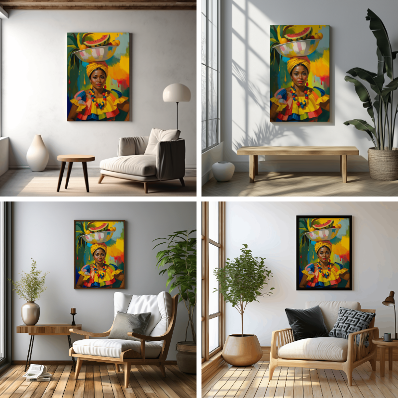 Colombia - Cartagena - Palenquera - Wall Art - Oil Painting - Colombian art (b)