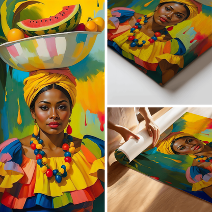 Colombia - Cartagena - Palenquera - Wall Art - Oil Painting - Colombian art (b)