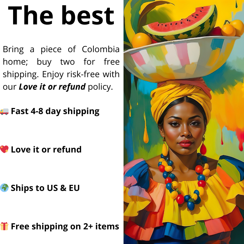 Colombia - Cartagena - Palenquera - Wall Art - Oil Painting - Colombian art (b)
