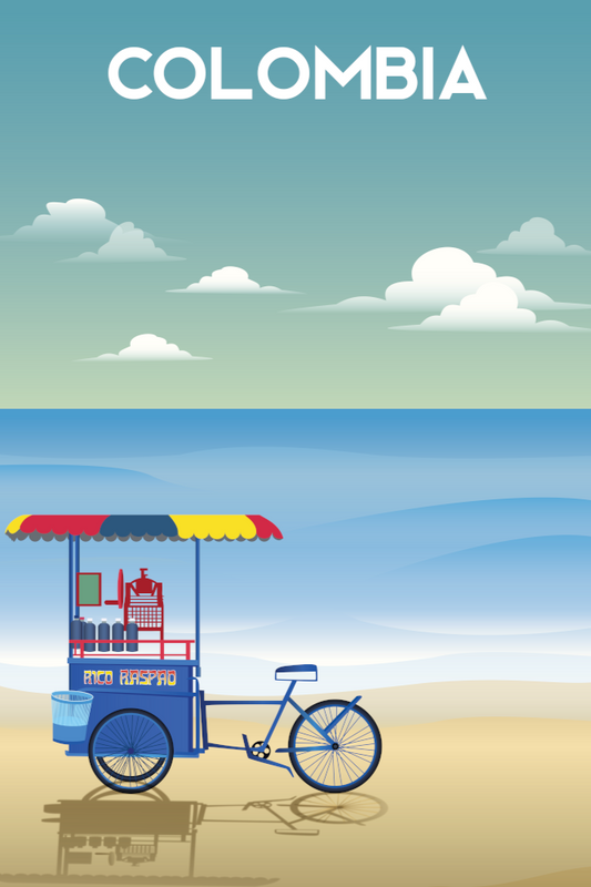 Colombia - "Raspao" beach seller - Clear sky - Wall Art - Colombian art