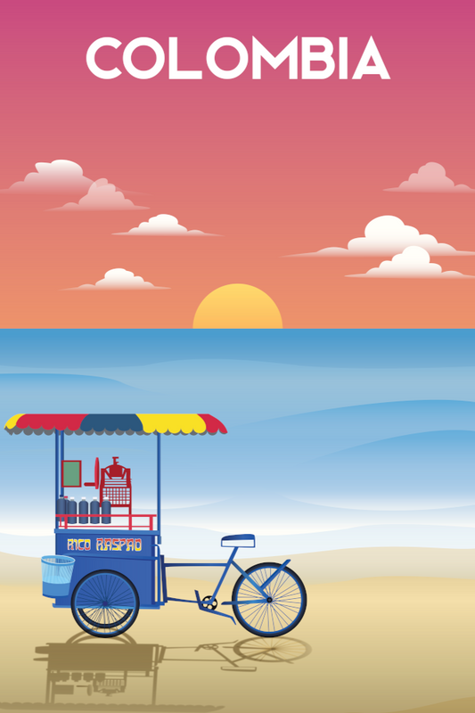 Colombia - "Raspao" beach seller - Sunset - Wall Art - Colombian art