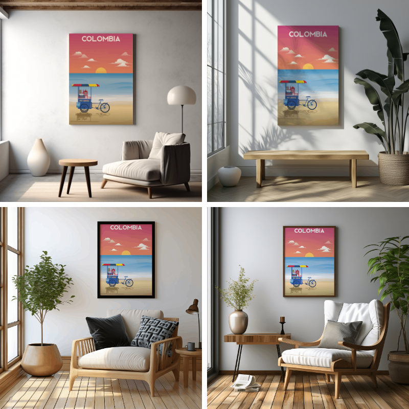 Colombia - "Raspao" beach seller - Sunset - Wall Art - Colombian art