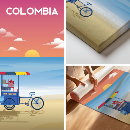 Colombia - "Raspao" beach seller - Sunset - Wall Art - Colombian art